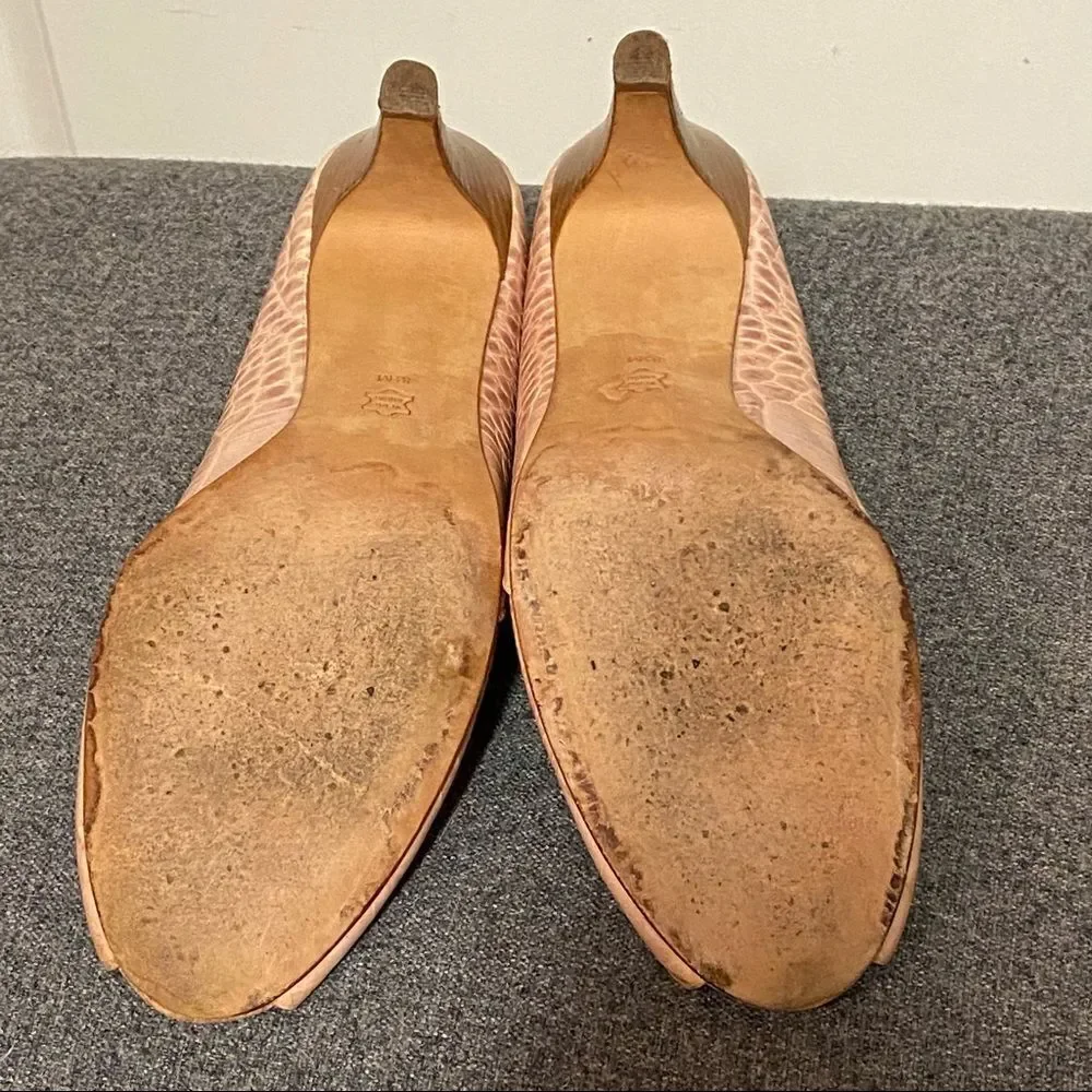 Linea Paolo Italy Nude Peep Toe Alligator Leather Heel 8.5